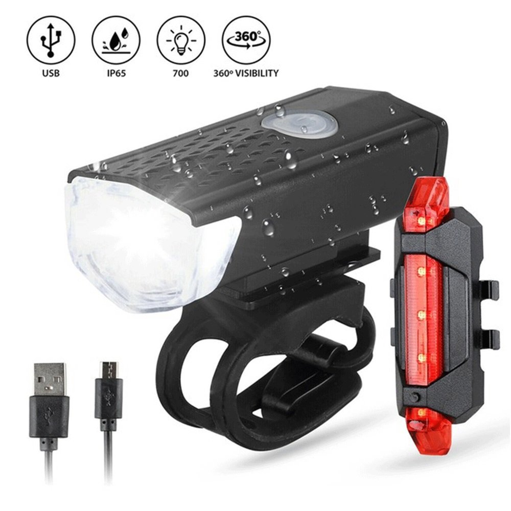 RTS AT Rechargeable bicycle set Headlights Waterproof rating IPX-4 Maximum ABS bike front light 3 modes fast charging