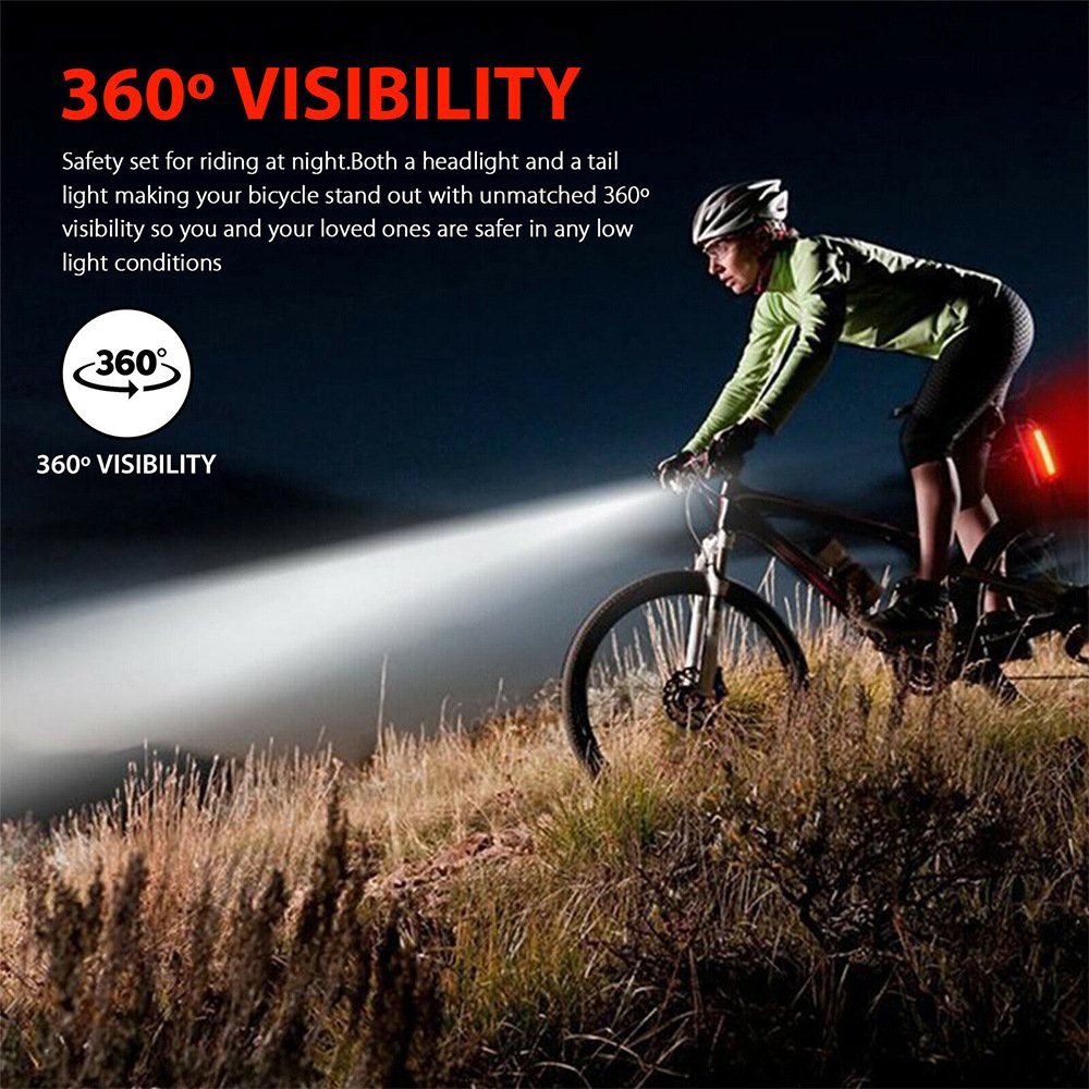 RTS AT Rechargeable bicycle set Headlights Waterproof rating IPX-4 Maximum ABS bike front light 3 modes fast charging