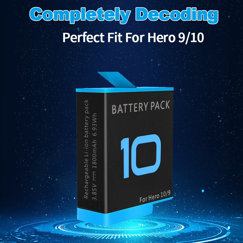 Kytuwy for gopro hero 10 9 8 7 6 5 Black camera accessories replace High Label capacity 1220mAh 1800mAh Baterias battery