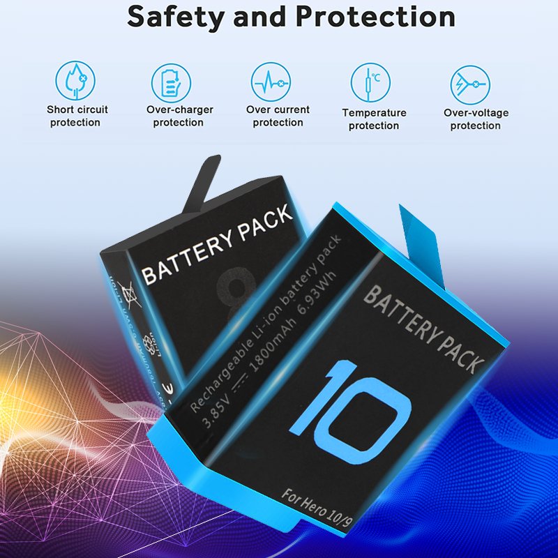 Kytuwy for gopro hero 10 9 8 7 6 5 Black camera accessories replace High Label capacity 1220mAh 1800mAh Baterias battery