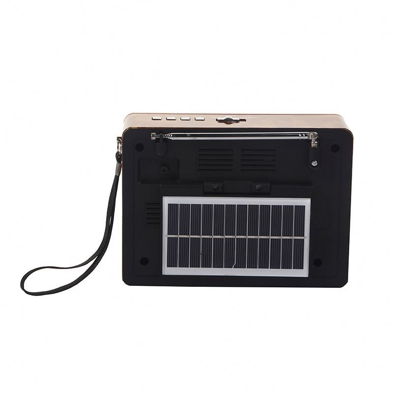 Nostalgic retro wood grain clock player wireless solar with light Bluetooth audio outdoor Vintage Radio