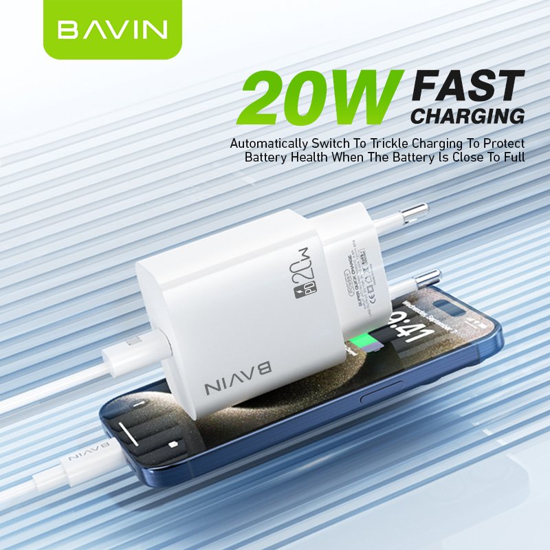 BAVIN wholesale excellent PC938Y pd 20W plug uk eu us fast charging type c mobile chargers