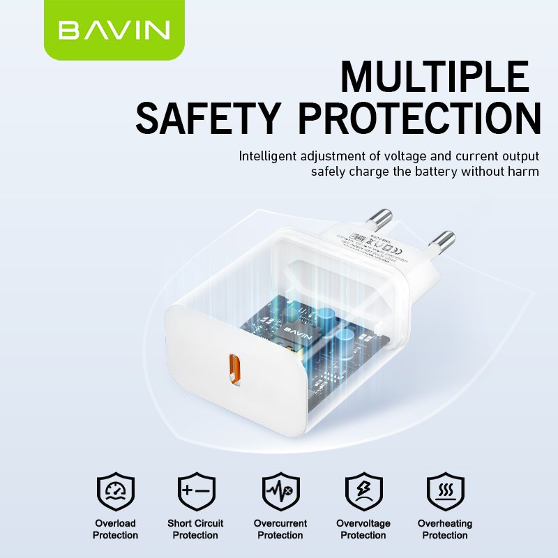 BAVIN wholesale excellent PC938Y pd 20W plug uk eu us fast charging type c mobile chargers