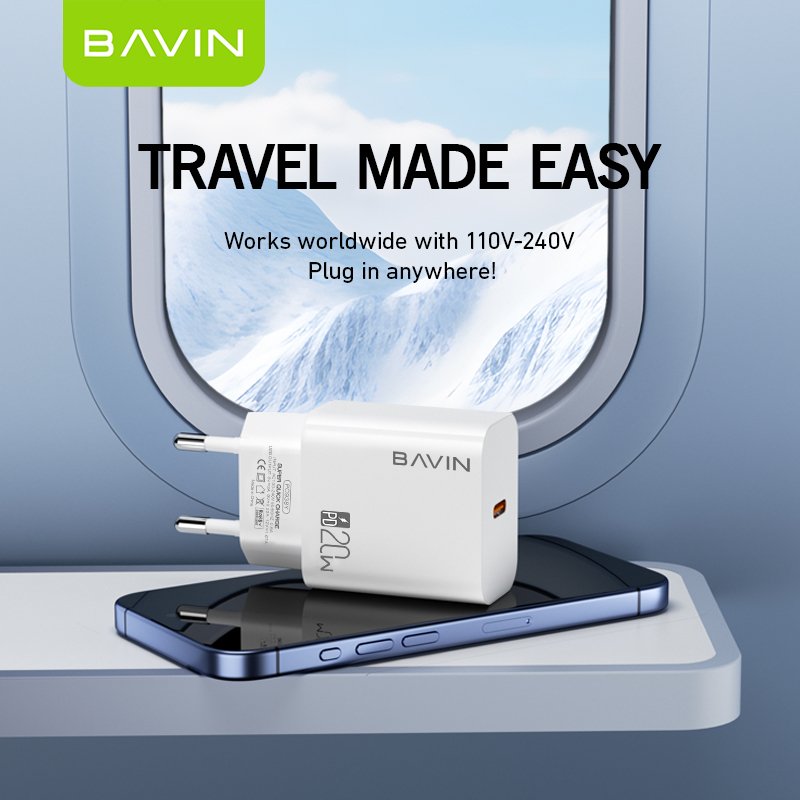 BAVIN wholesale excellent PC938Y pd 20W plug uk eu us fast charging type c mobile chargers