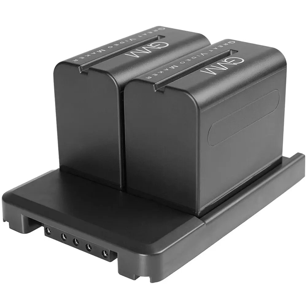 GVM Official VM-F970 2xF970 6600mAh Batteries with Dual Charger and V-Mount Adapter