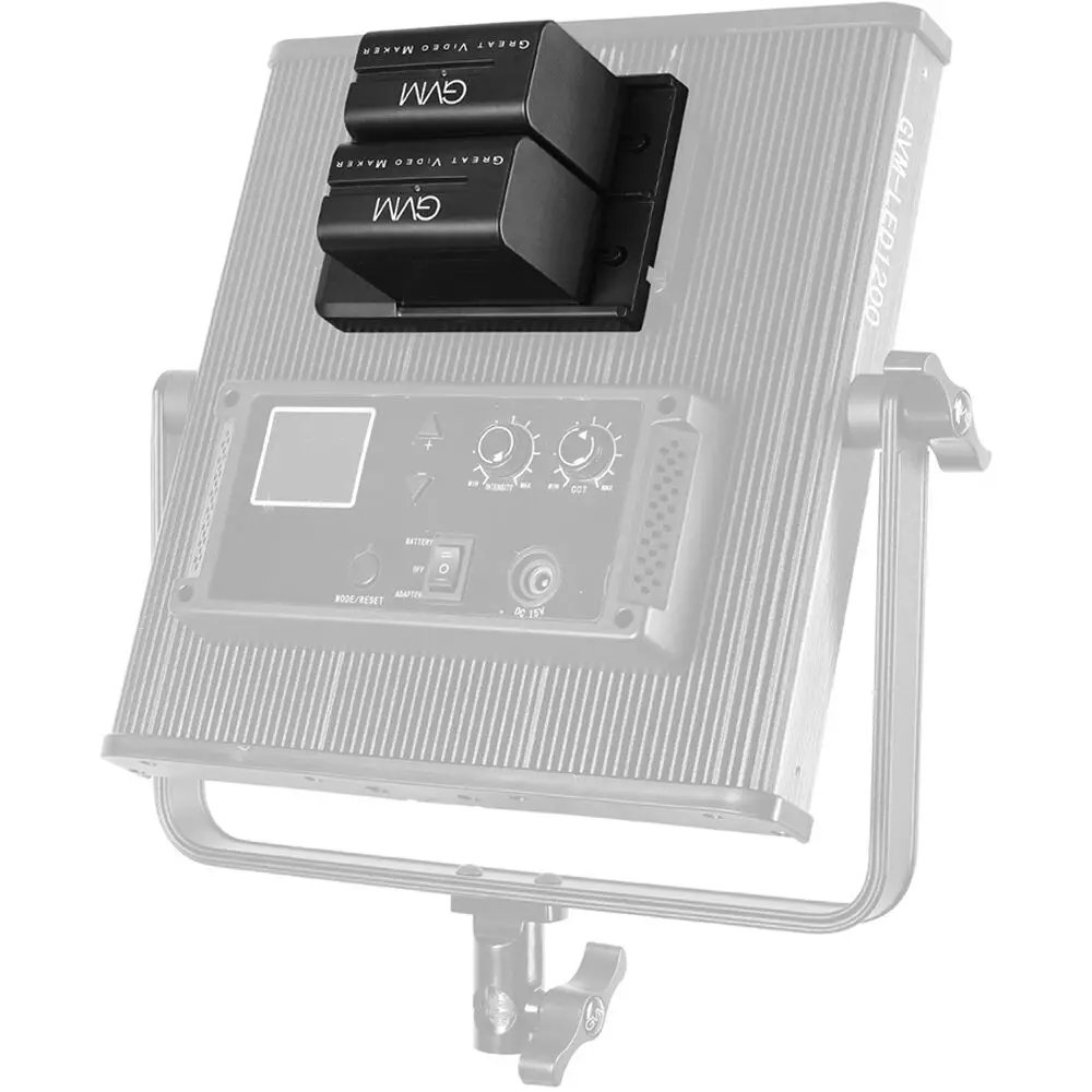 GVM Official VM-F970 2xF970 6600mAh Batteries with Dual Charger and V-Mount Adapter