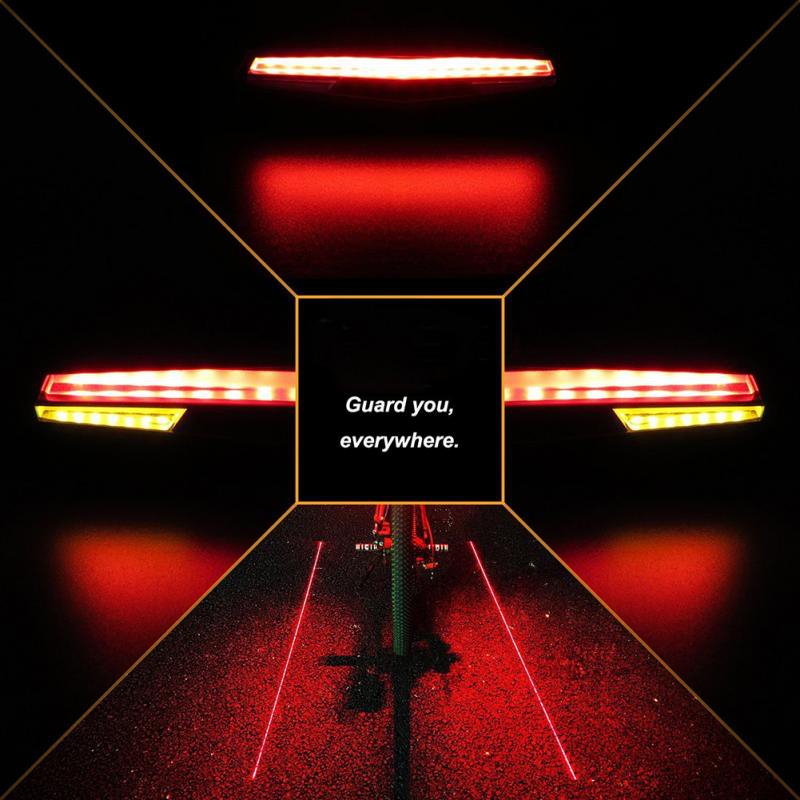 New LED Wireless Bike Tail Light Smart USB Rechargeable Cycling E-bike Accessories Remote Turn Bicycle Rear Light Laser Signal