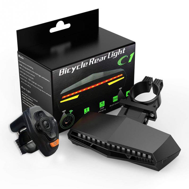 New LED Wireless Bike Tail Light Smart USB Rechargeable Cycling E-bike Accessories Remote Turn Bicycle Rear Light Laser Signal