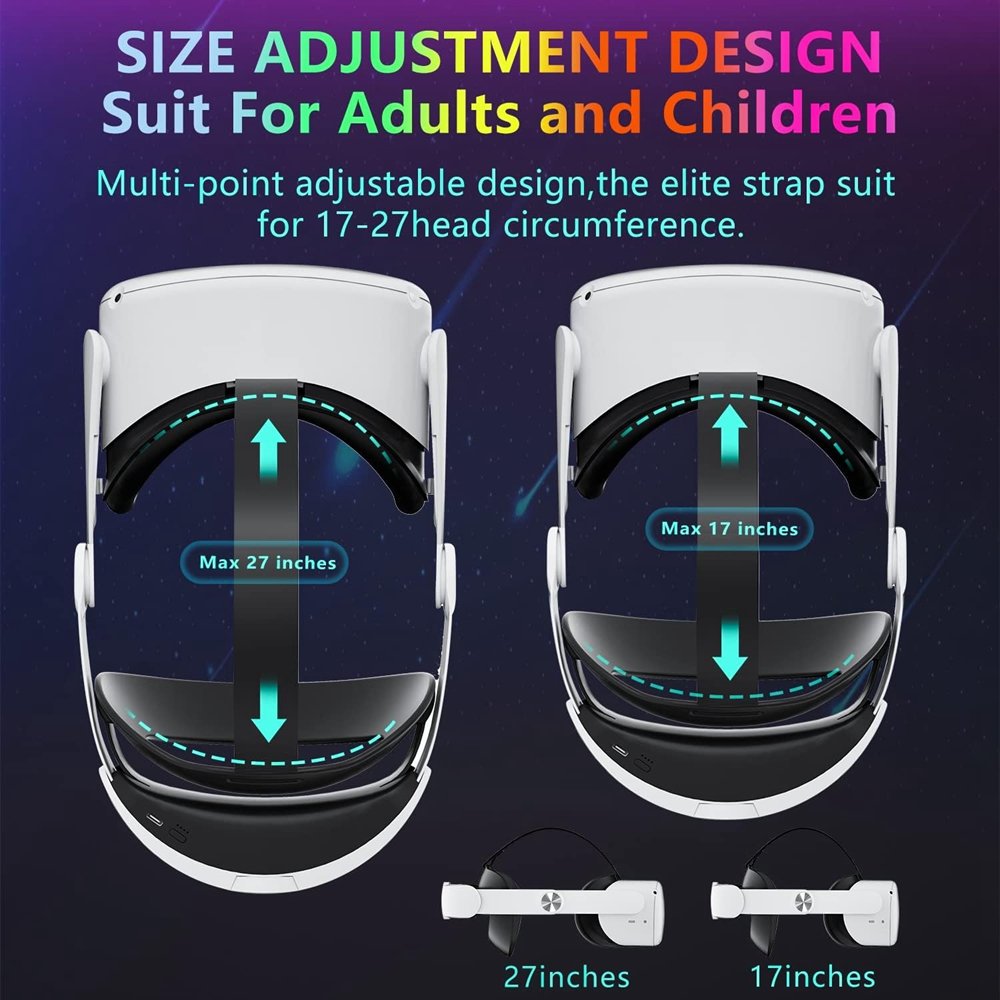 10000mAh Battery Strap For Meta Quest 2 Superior Comfort Wearing VR Accessories Battery Head Strap For Oculus Quest 2
