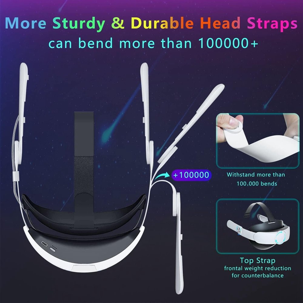 10000mAh Battery Strap For Meta Quest 2 Superior Comfort Wearing VR Accessories Battery Head Strap For Oculus Quest 2