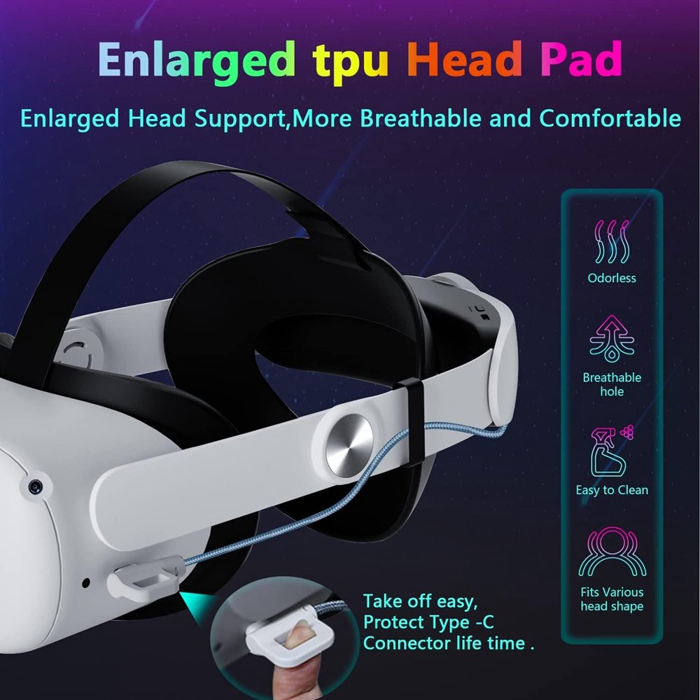 10000mAh Battery Strap For Meta Quest 2 Superior Comfort Wearing VR Accessories Battery Head Strap For Oculus Quest 2