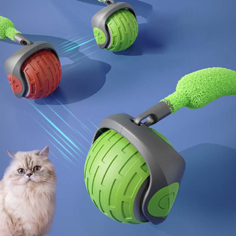 2024 YAOJI Interactive Cat Toys Smart Automatic Self Mobility Active Rolling Electric Cat Ball for Cats with Feather Teaser