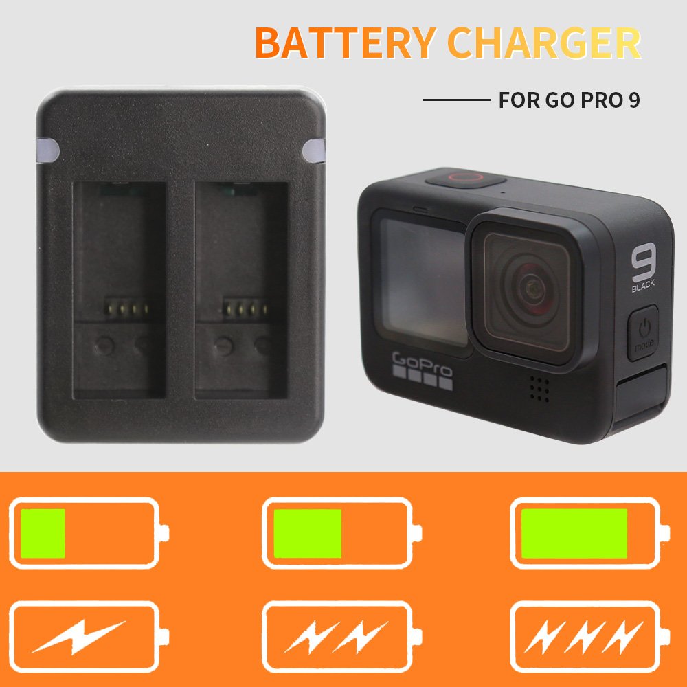 HONGDAK Portable Black Dual Port USB Action Camera For gopro Battery Charger for Hero 11/10/ 9/8/7
