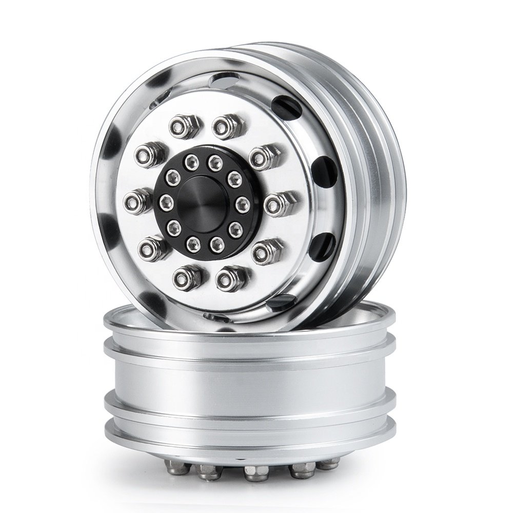OEM wholesale Silver Alloy Metal Beadlock Wheel Rims Hub for Tamiya 1:14 RC Tractor Truck Car rc parts accessories
