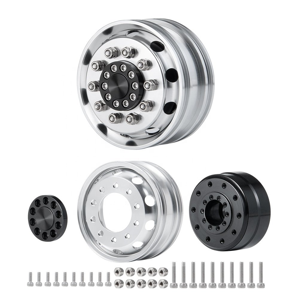 OEM wholesale Silver Alloy Metal Beadlock Wheel Rims Hub for Tamiya 1:14 RC Tractor Truck Car rc parts accessories