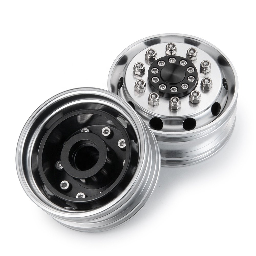 OEM wholesale Silver Alloy Metal Beadlock Wheel Rims Hub for Tamiya 1:14 RC Tractor Truck Car rc parts accessories