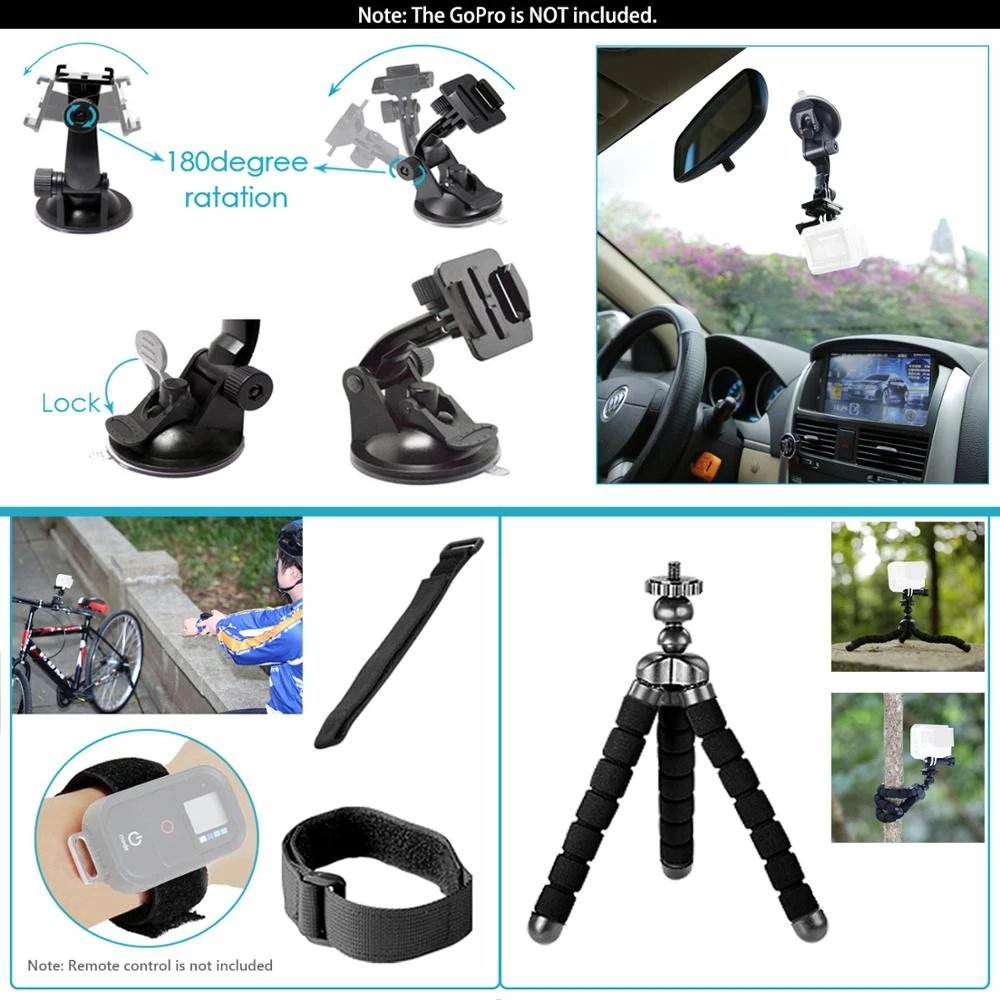 120 in 1 Portable Action Sports Camera Accessory Battery Charger Waterproof Case & Video Bags Kit Camcorder Accessories