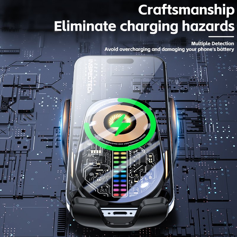 High Speed Car Wireless Charger Ultra Thin Automatic Locking Infrared Sensing One handed Operation Stable Phone holder 2024 New
