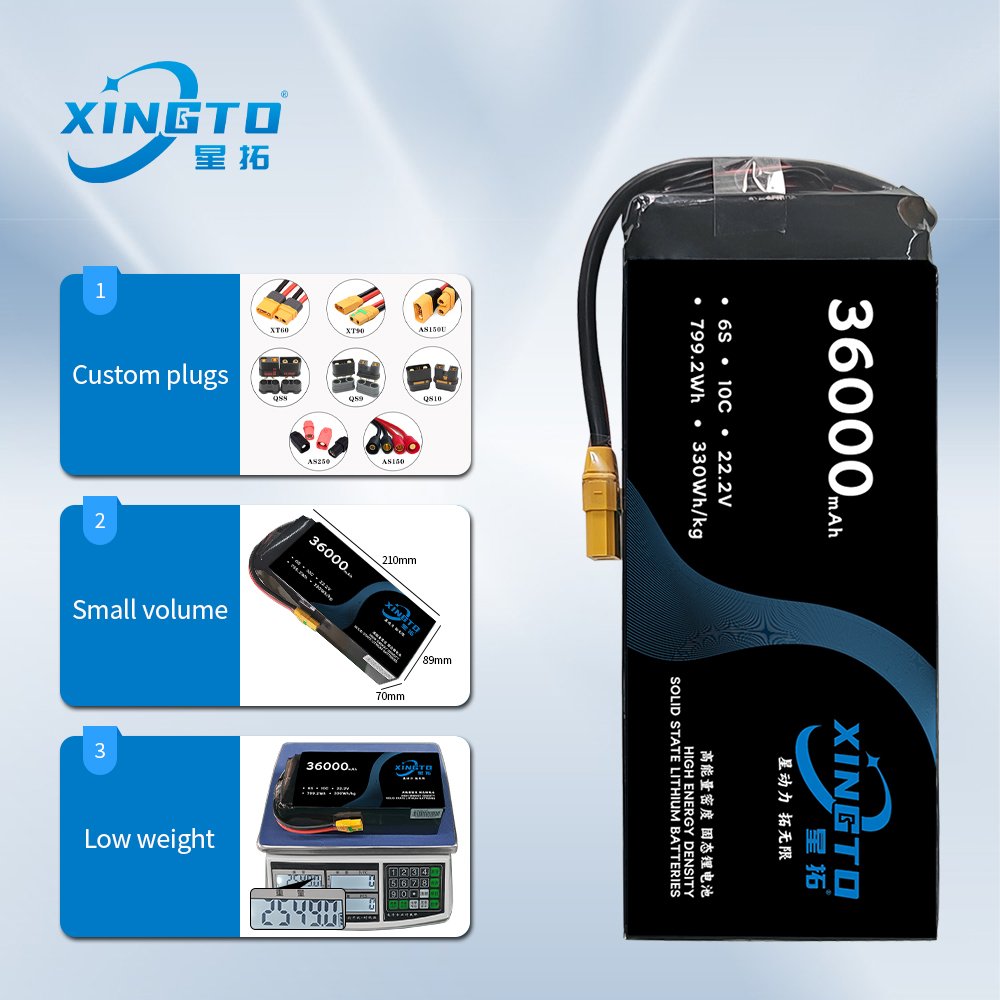 Factory Wholesale XINGTO 6S 36000mAh 22.2V 330Wh/kg 10C Lithium Ion Battery For Drone/UAV