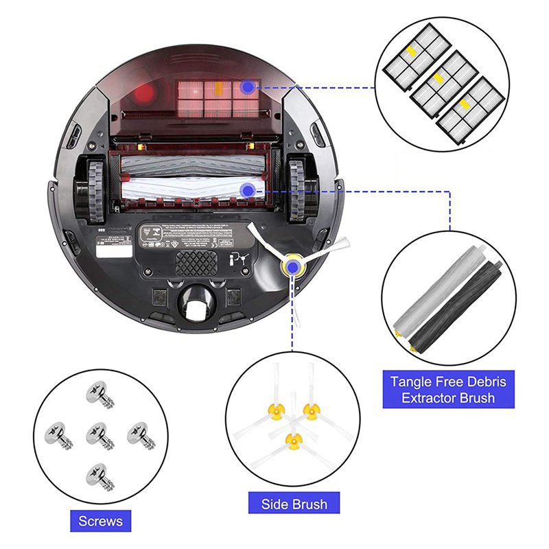 Main Side Roller Brush Vacuum Cleaner Filter Combo for iRobot Roombas Spare Parts 800 900 Series 805 860 870 871 880 890 960 980