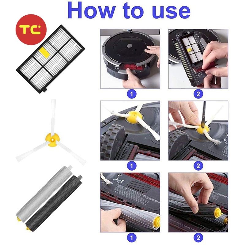 Main Side Roller Brush Vacuum Cleaner Filter Combo for iRobot Roombas Spare Parts 800 900 Series 805 860 870 871 880 890 960 980