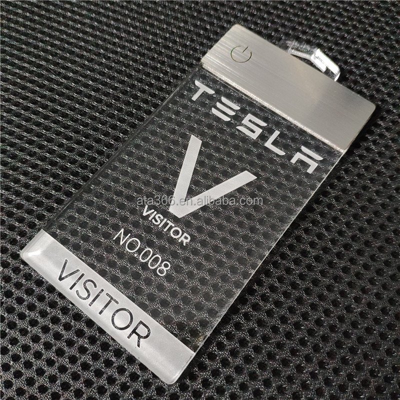 1 Luxury LED Recharged Staff Badge Custom ID Name Badge Holder Accessories Unique Laser Engrave Acrylic Light up Luggage Tag