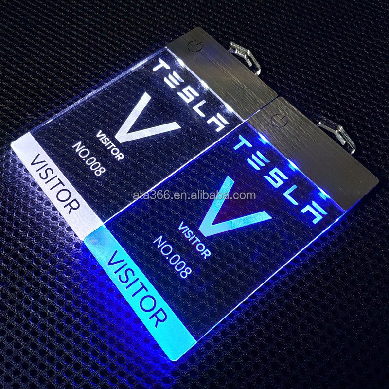 1 Luxury LED Recharged Staff Badge Custom ID Name Badge Holder Accessories Unique Laser Engrave Acrylic Light up Luggage Tag