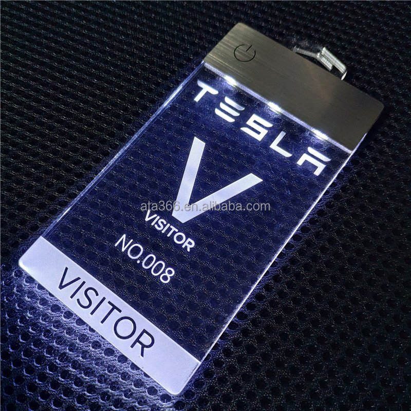 1 Luxury LED Recharged Staff Badge Custom ID Name Badge Holder Accessories Unique Laser Engrave Acrylic Light up Luggage Tag