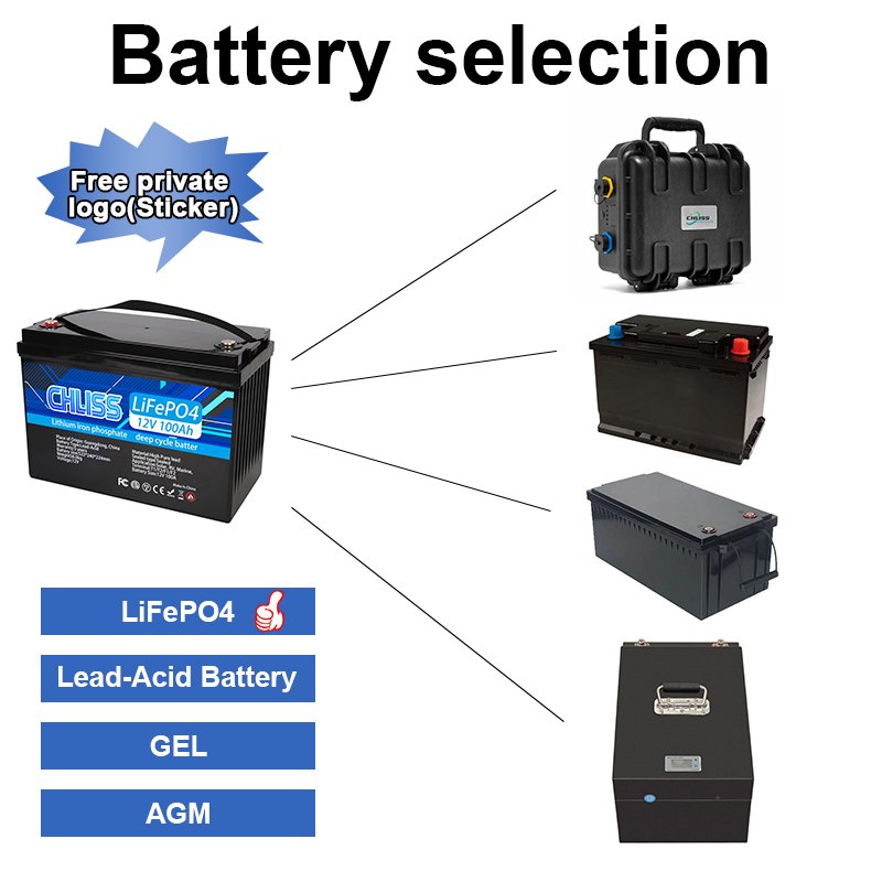 Chliss Customized 12 volt lifepo4 battery 12V 24V 100Ah 200Ah 300ah 400Ah lithium ion battery pack for AGV RV solar Marine