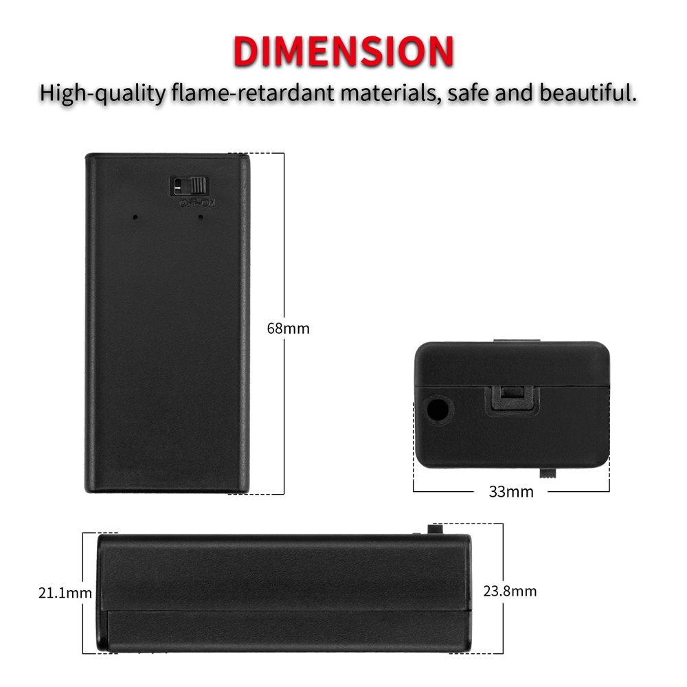 Plastic 9 Volt Battery Box Heavy Duty Guitar 9V Battery Holder With Switch and Cover With 150mm Wire Leads Battery Case Holder