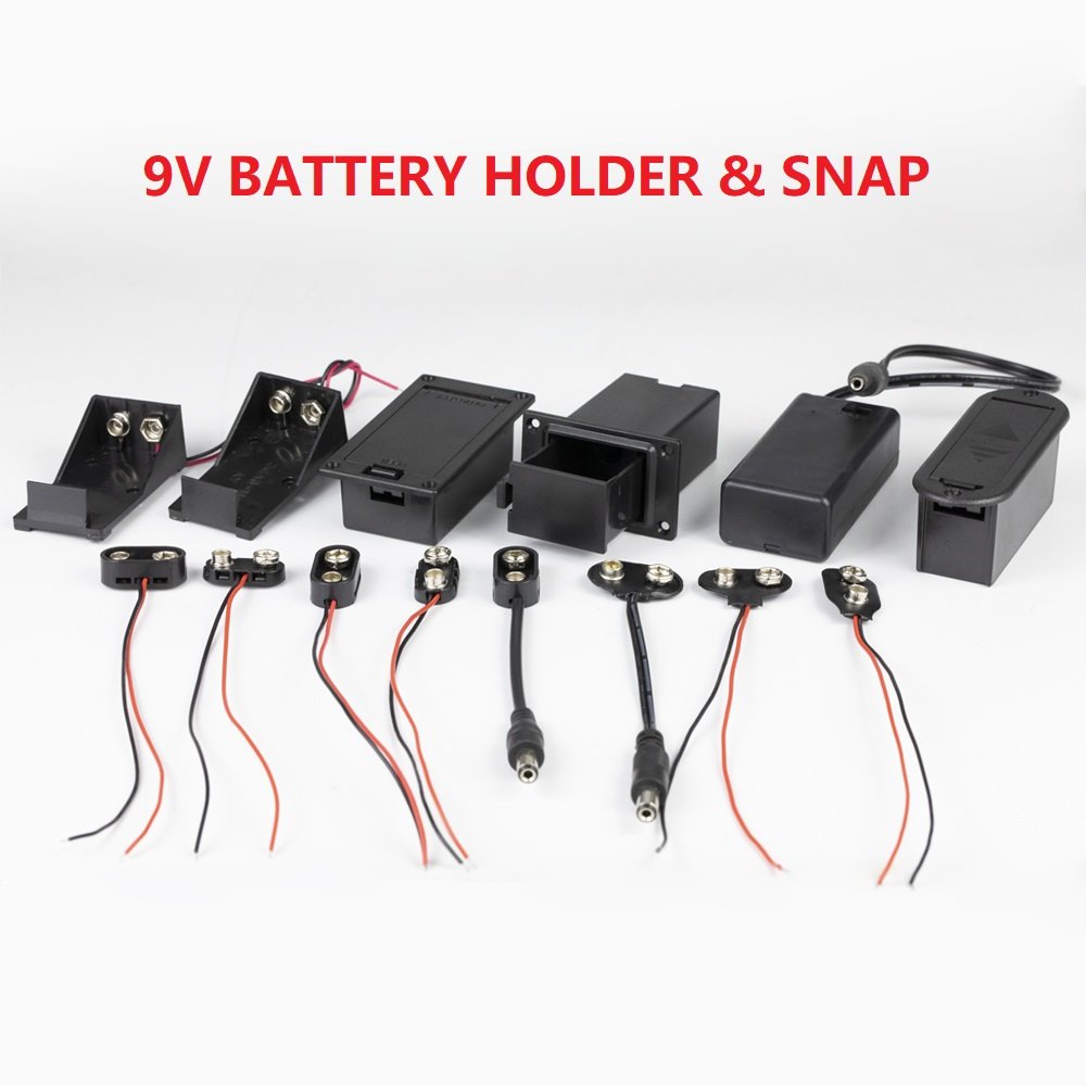 Plastic 9 Volt Battery Box Heavy Duty Guitar 9V Battery Holder With Switch and Cover With 150mm Wire Leads Battery Case Holder