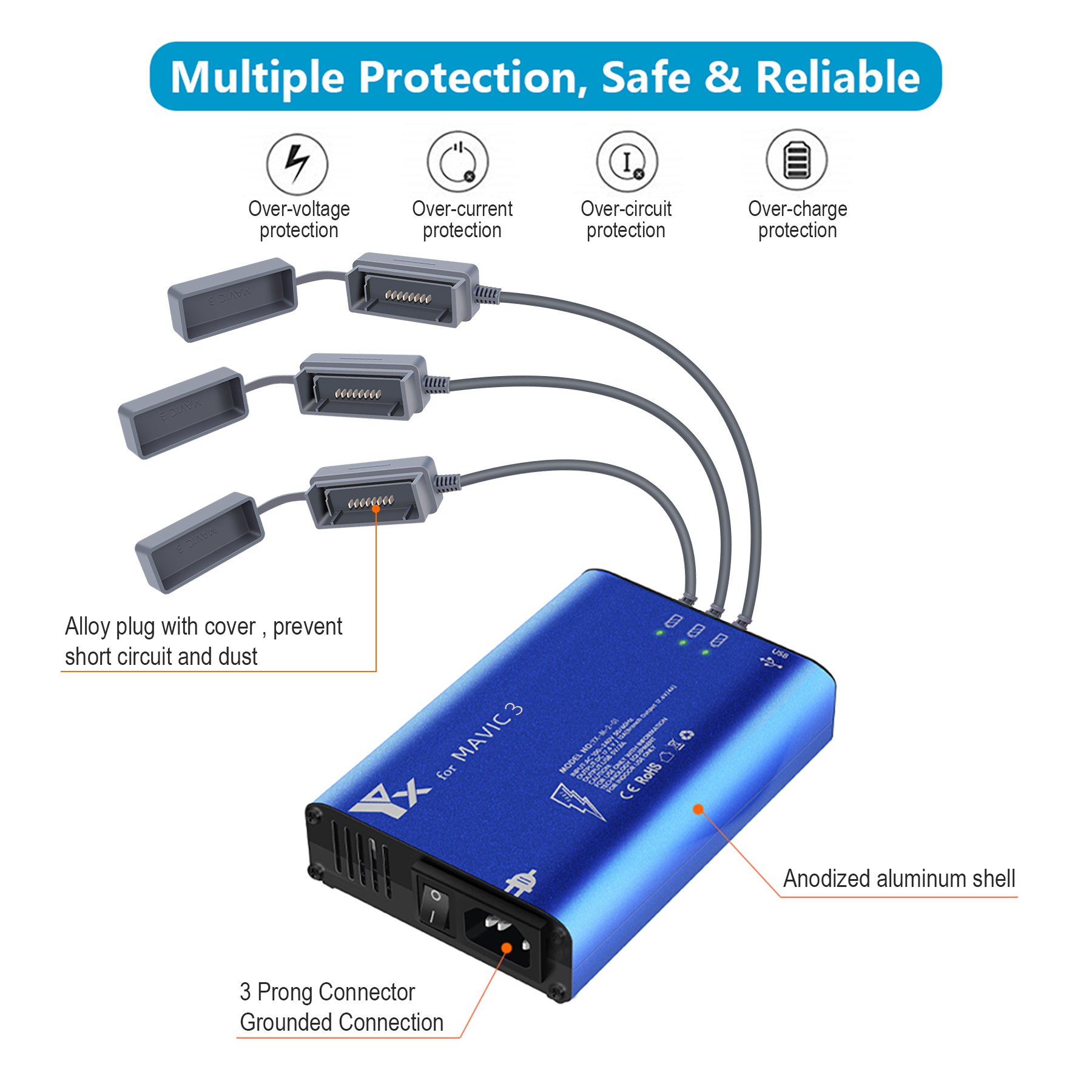 LIMI M3 Series Drone Accessory Battery Charger Adapter Simultaneously Fast Power Charge YX Multi Charging Hub for Mavic 3