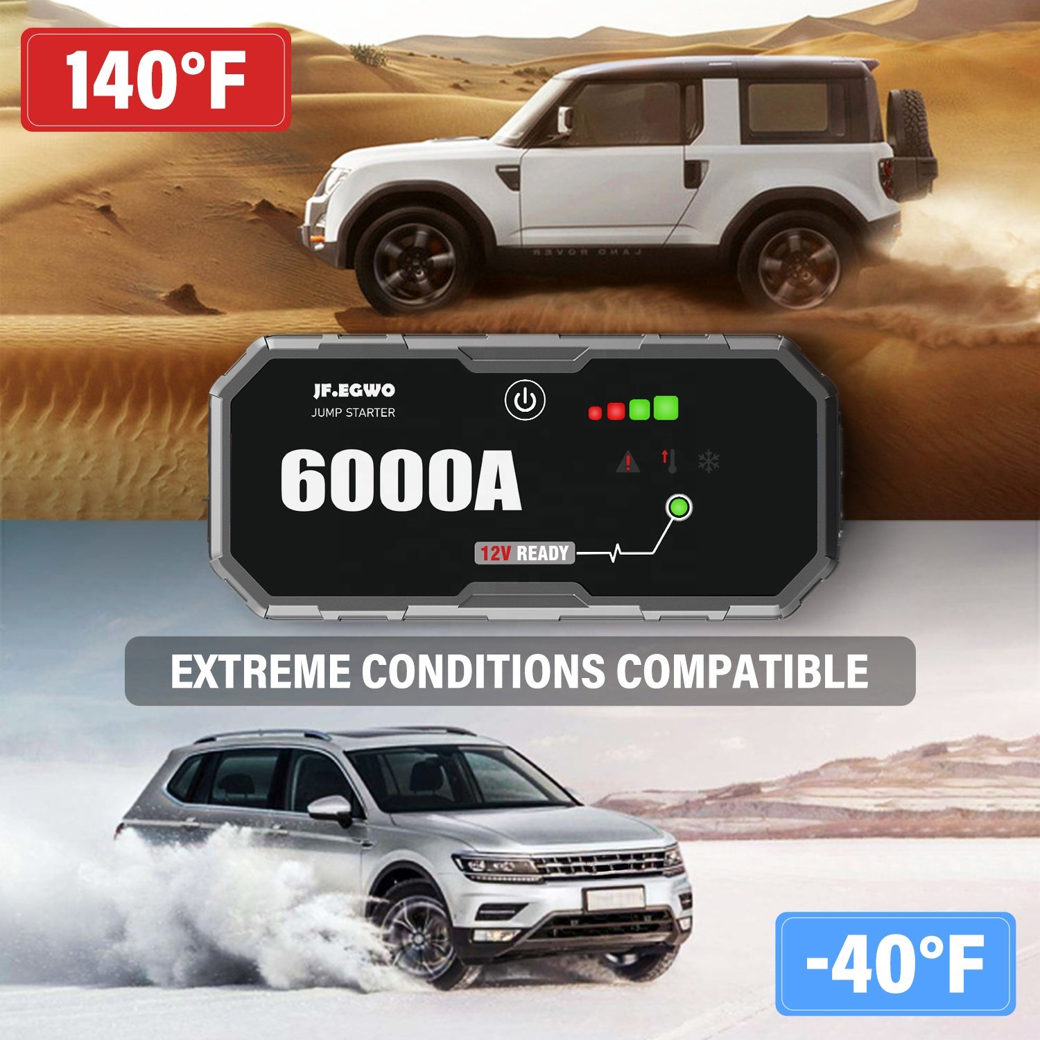 6000A Mini Portable Emergency Car Battery Charger Jump Start 22000Mah 12V Jumper Starter Power Bank Portable Emergency Kit Cable
