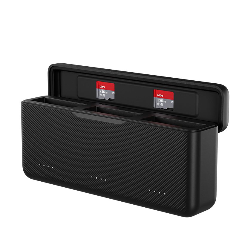 TELESIN camera accessories for dji osmo action 3/4 portable with power indicator light three-slot battery charging storage box