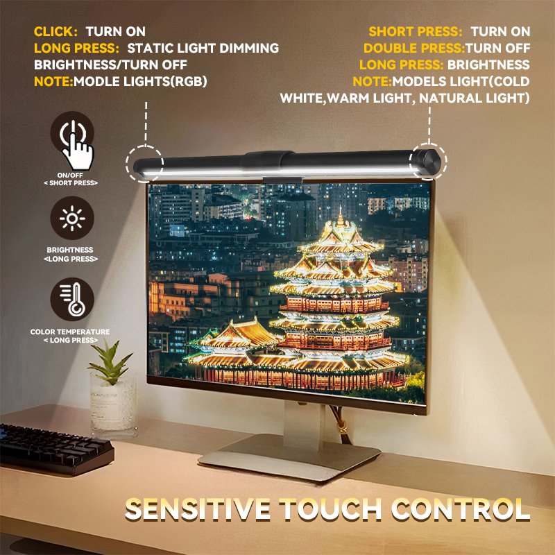 For Modern Desks Room Computer Accessories Screen Touch Light Powered Dimmable Screen Led Light Bar/Monitor Light Bar/Desk Lamp