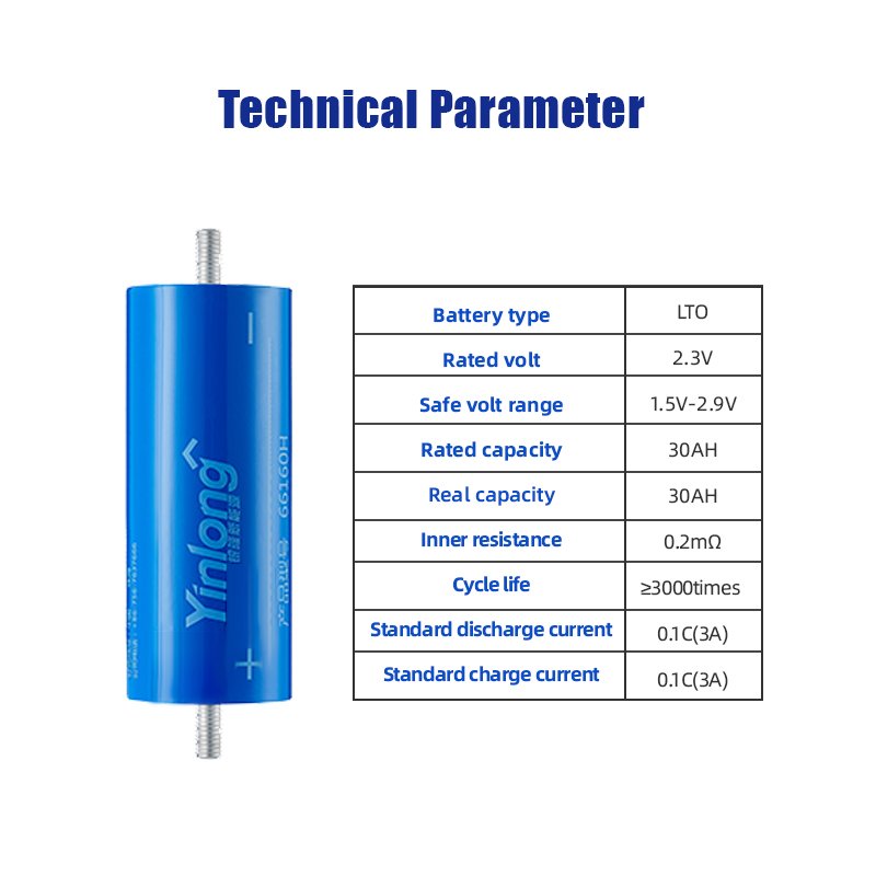 100% online Original Yinlong LTO 66160 2.3V 40Ah Cylindrical Lithium ion battery LTO 66160 Titanate Battery