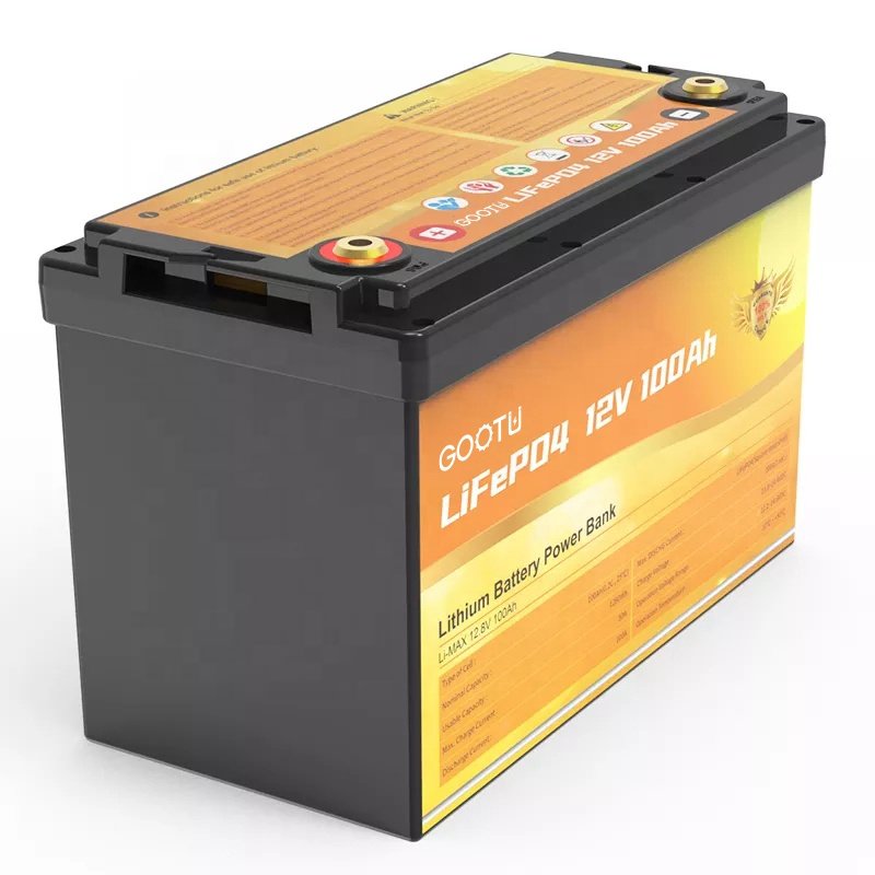 GOOTU 12V 100Ah Lithium Ion Battery Pack Solar Power Energy Storage Battery Box Replace Lead Acid 12.8V LiFePO4 Battery