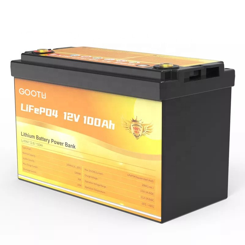 GOOTU 12V 100Ah Lithium Ion Battery Pack Solar Power Energy Storage Battery Box Replace Lead Acid 12.8V LiFePO4 Battery