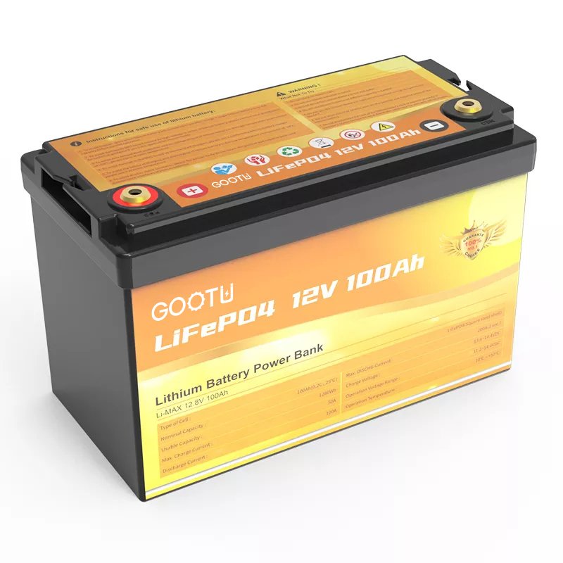 GOOTU 12V 100Ah Lithium Ion Battery Pack Solar Power Energy Storage Battery Box Replace Lead Acid 12.8V LiFePO4 Battery
