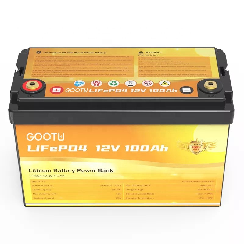 GOOTU 12V 100Ah Lithium Ion Battery Pack Solar Power Energy Storage Battery Box Replace Lead Acid 12.8V LiFePO4 Battery