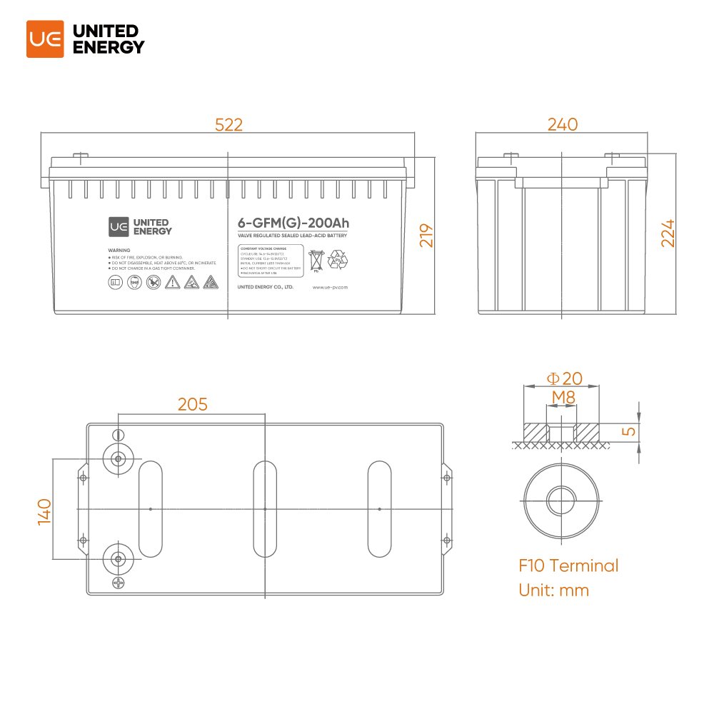 UE Solar Battery Gel 12V 12 Volts 100Ah 200 Ah 250Ah 300Ah Agm Deep Cycle Battery Plus