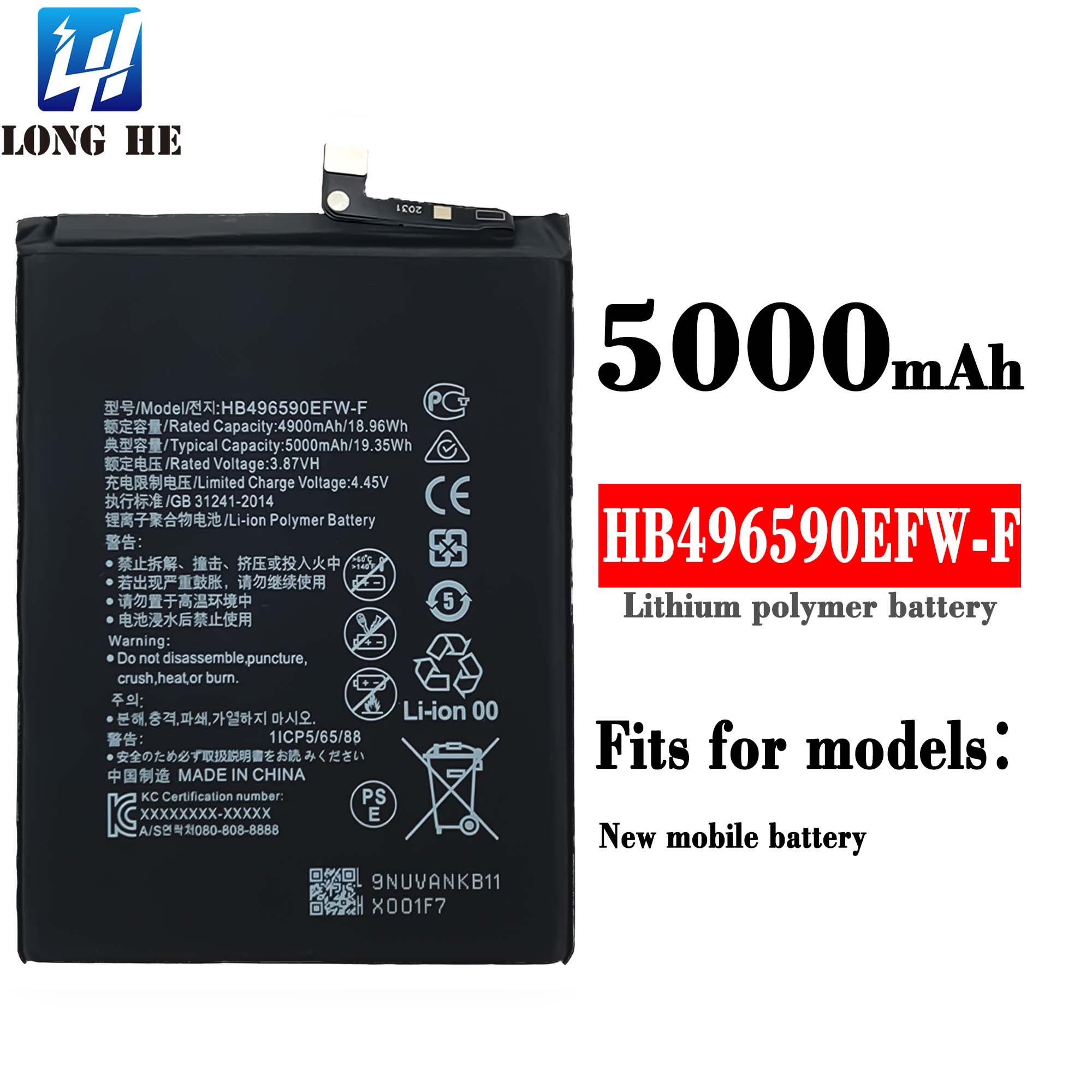 5000mAh HB496590EFW-F original battery for HUAWEI For HUAWEI
