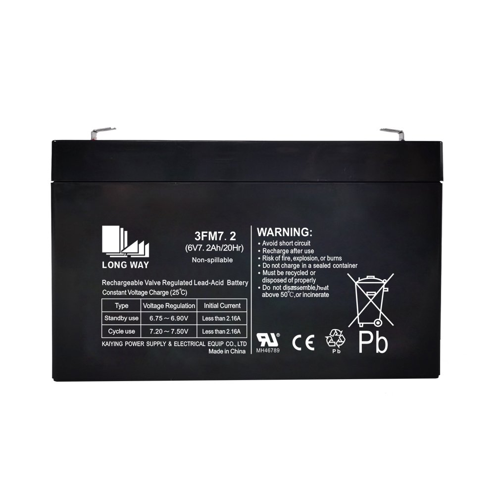 LONG WAY General Series Small Capacity 6V 7.2Ah AGM Vrla Lead-acid Batteries for UPS, Alarm System and Solar System