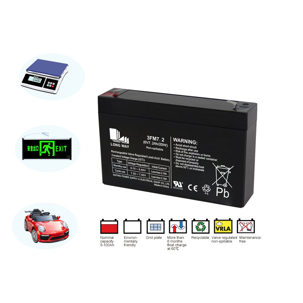 LONG WAY General Series Small Capacity 6V 7.2Ah AGM Vrla Lead-acid Batteries for UPS, Alarm System and Solar System