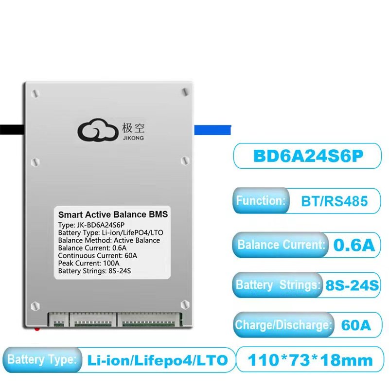 Original JK BMS Lifepo4 Lithium 4S 8S 16S 24S 12V 24V 48V 72V 100A 200A Smart BMS Battery Management System For Battery Pack