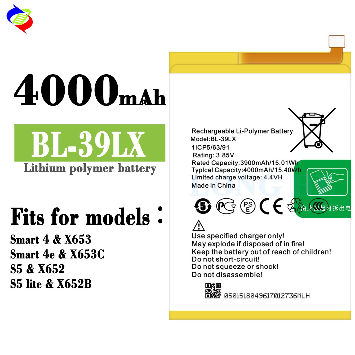4000mAh BL-39LX X652 mobile phone battery for infinix S5 battery rechargeable batteries