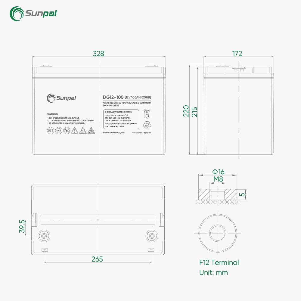 Sunpal Lead-Acid Batteries Solaire Agm Gel 12V 250Ah 200Ah 100Ah Deep Cycle Solar Power Battery China