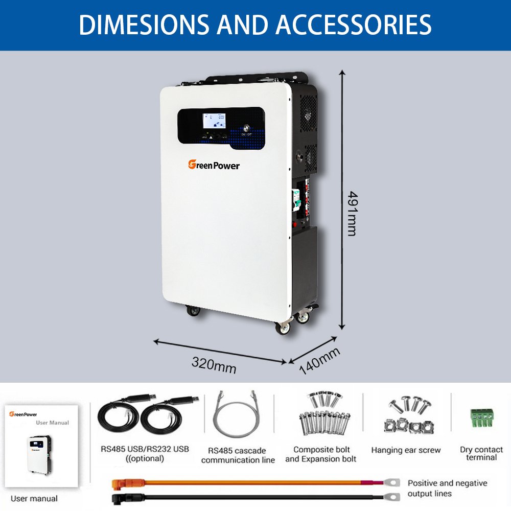 All In One Inverter Battery 2.56KWH 4.8KW 5.12KW Hybrid 5.12KW Solar Inverter With 6000Cycles Lithium Battery 48V 200Ah 100Ah