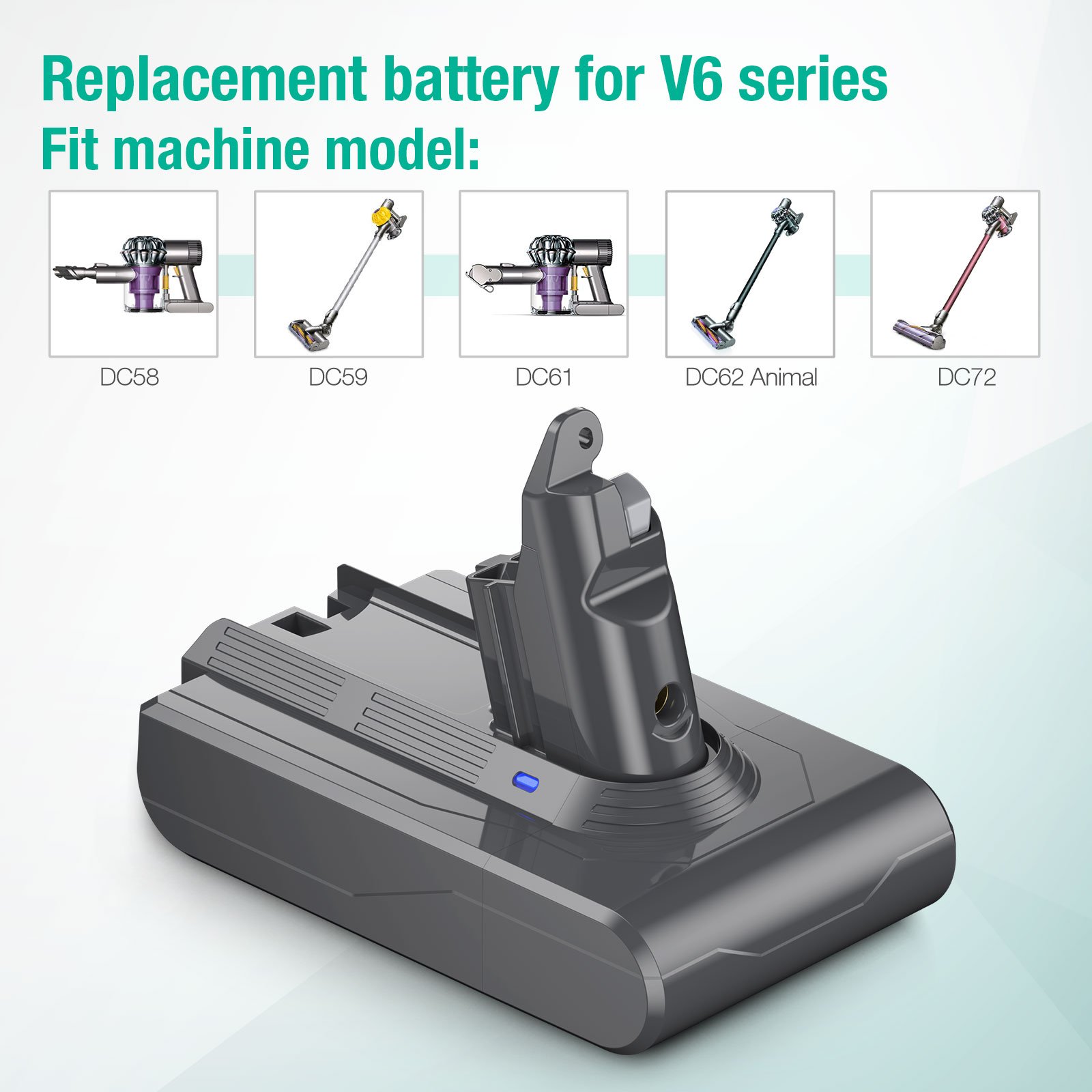4500mah V6 21.6V Liion Battery Replacement Lithium ion Rechargeable Vacuum Cleaner Battery For Dyson Batteries v6