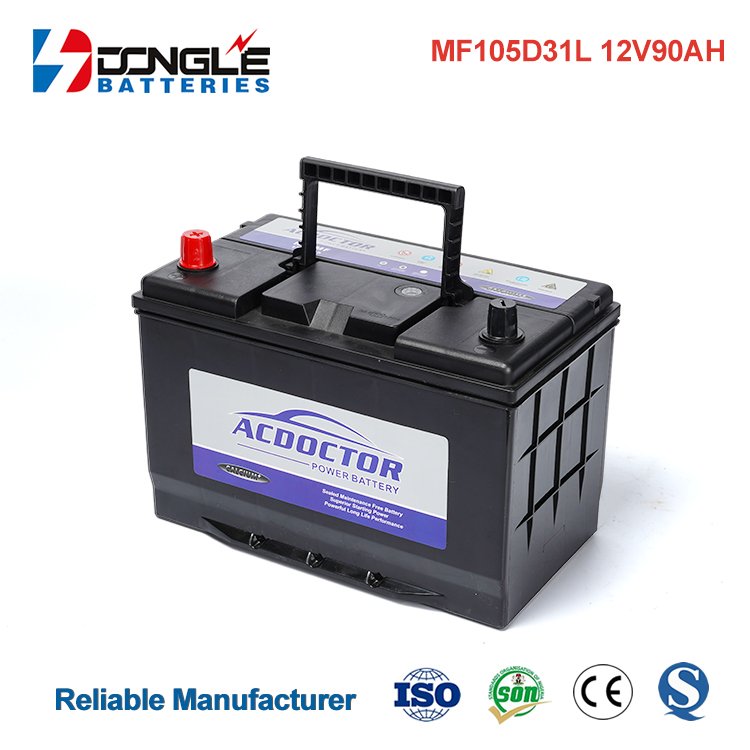 Dongle Rechargeable Maintenance Free Vehicles Starter SMF 105D31L 12v 90ah Lead Acid Battery